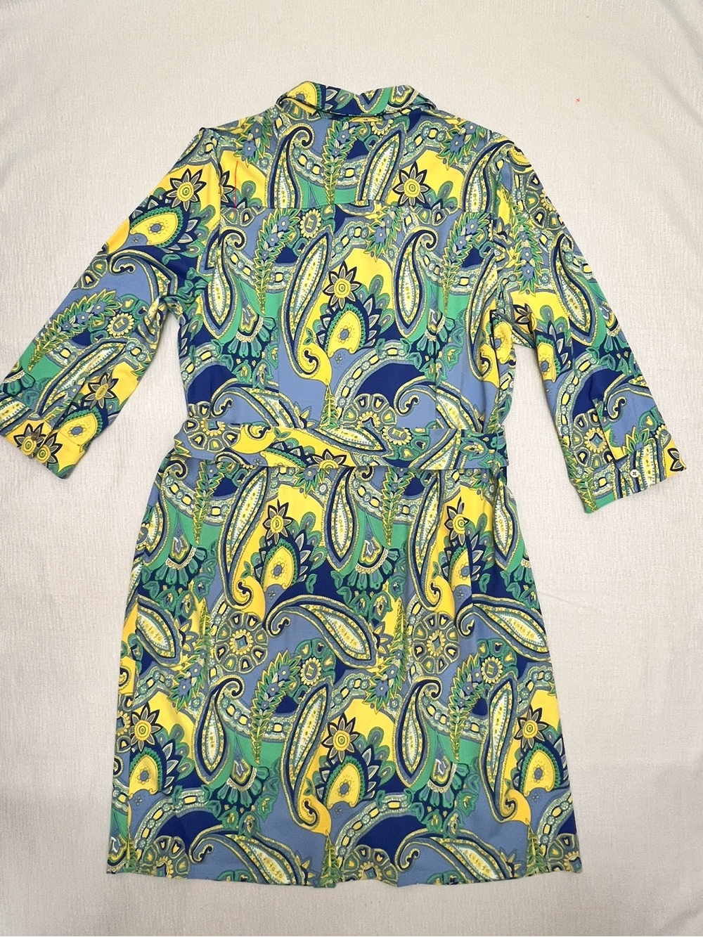 Talbots Paisley Shirt Dress in Blue, Yellow & Green - Picture 2 of 10
